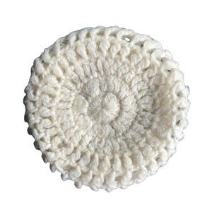Vintage White Chunky Hand Knit Beret Winter Hat